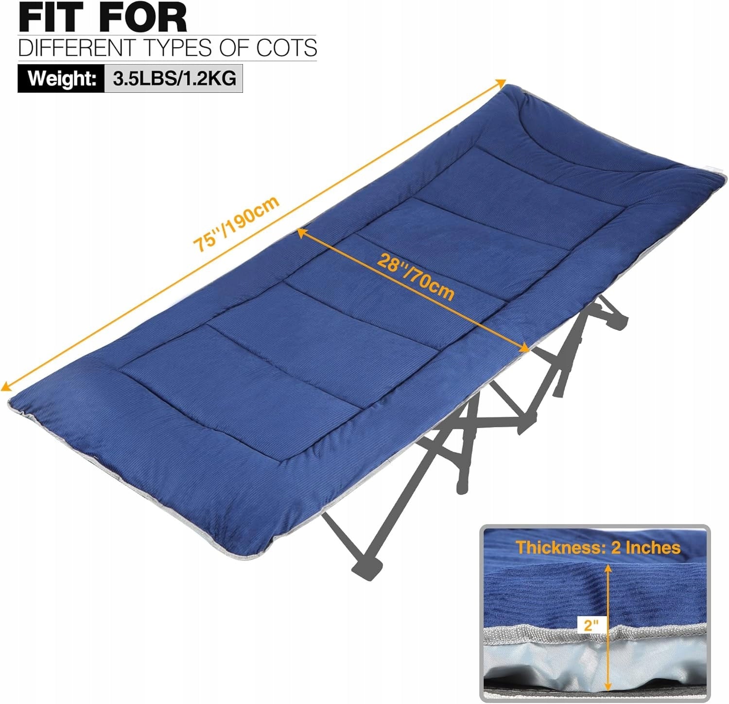 Soft Field Bed Cover XL 190x70cm Soft Thick Mattress Camping Packaging status original