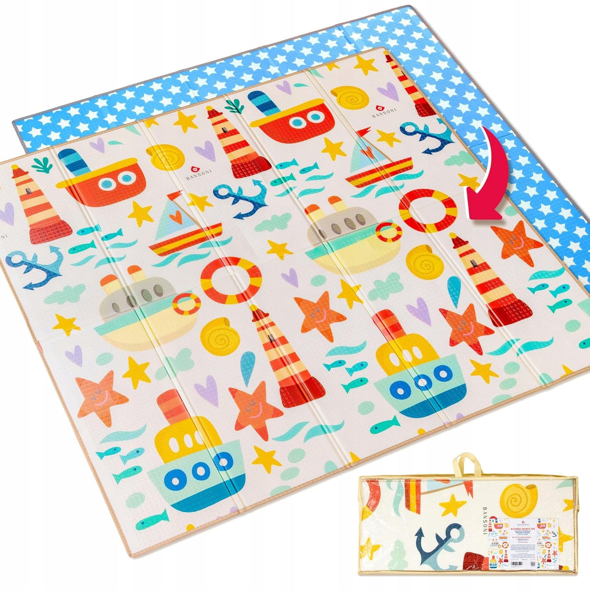Soft Foam Mat Educational Double Sided Folding for Children 180x200 1cm Brand no brand
