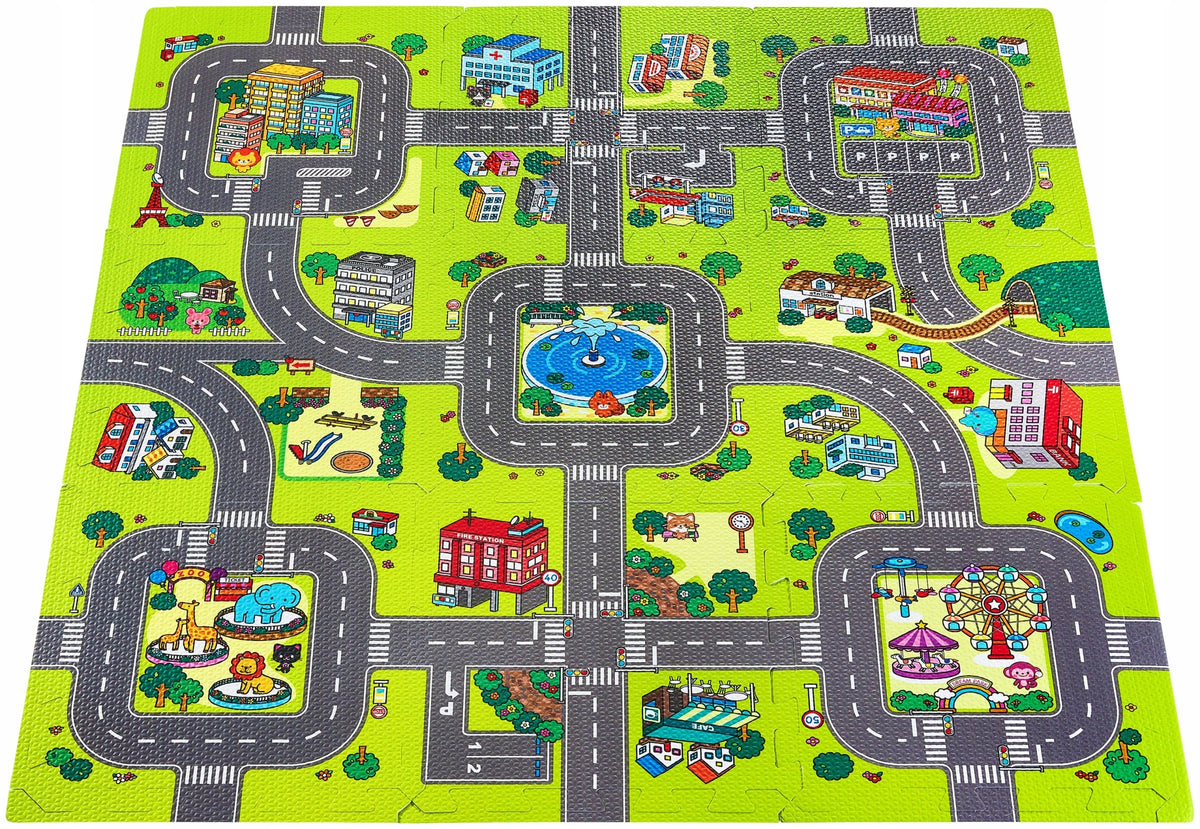 Soft Foam Mat Puzzle City Map Streets 9pcs 30x30cm for Infant