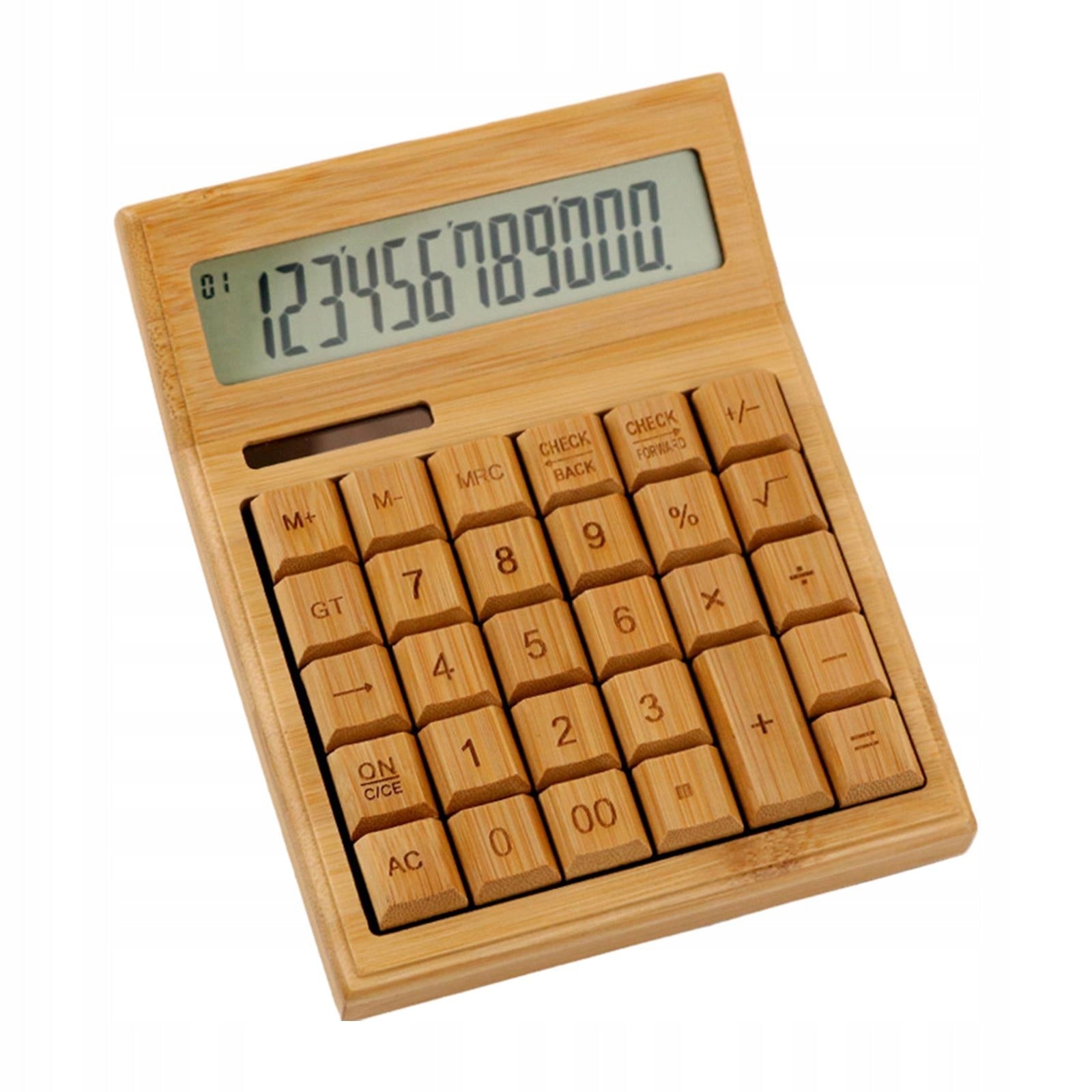 Solar Calculator Bamboo Large Buttons Easy to Read Wood Brand no brand