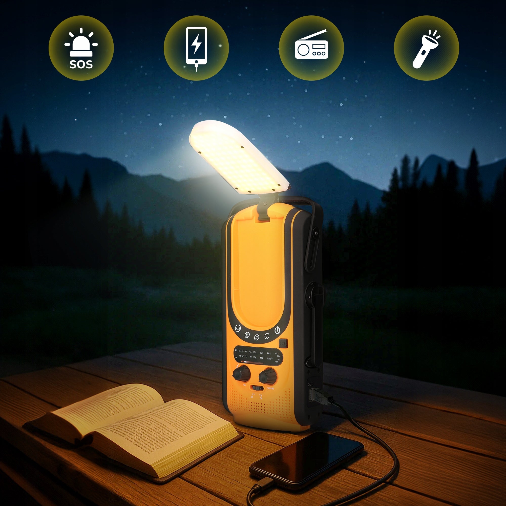 Solar Emergency Radio with Crank 6000mAh Flashlight Powerbank Dynamo Alarm BEZP Brand Extralink