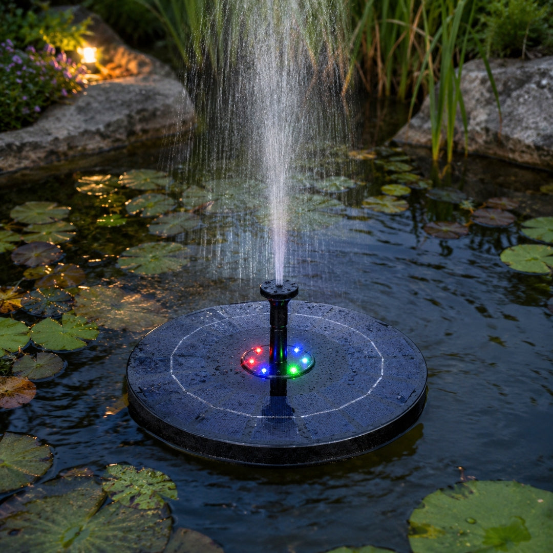 Solar Garden Fountain LED RGB Floating Pump for pond water Packaging status original