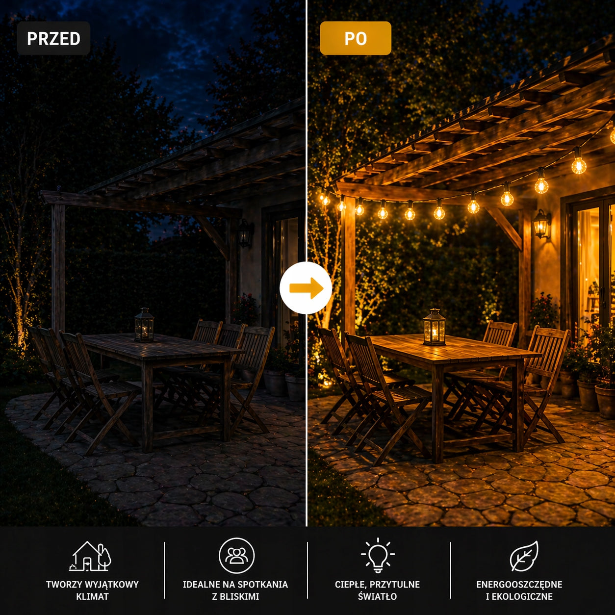 Solar Garden Garland 50 LED 10m Solar Lights Warm Color IP44 Manufacturer code 30 LED żółty
