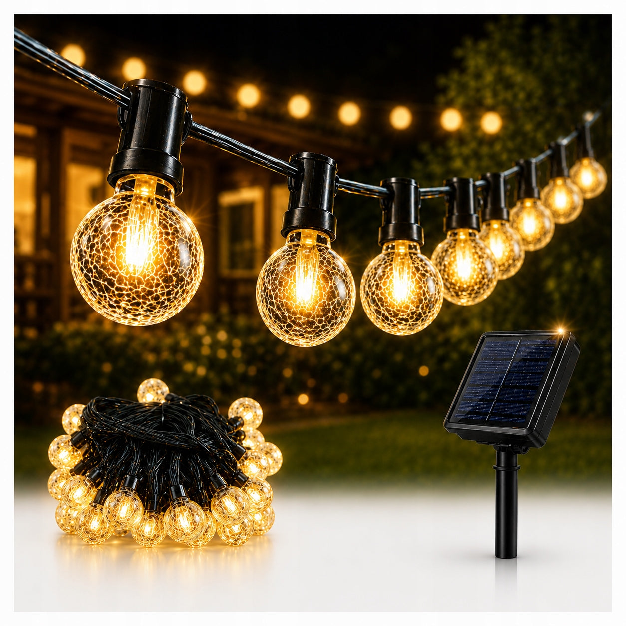 Solar Garden Garland 50 LED 10m Solar Lights Warm Color IP44