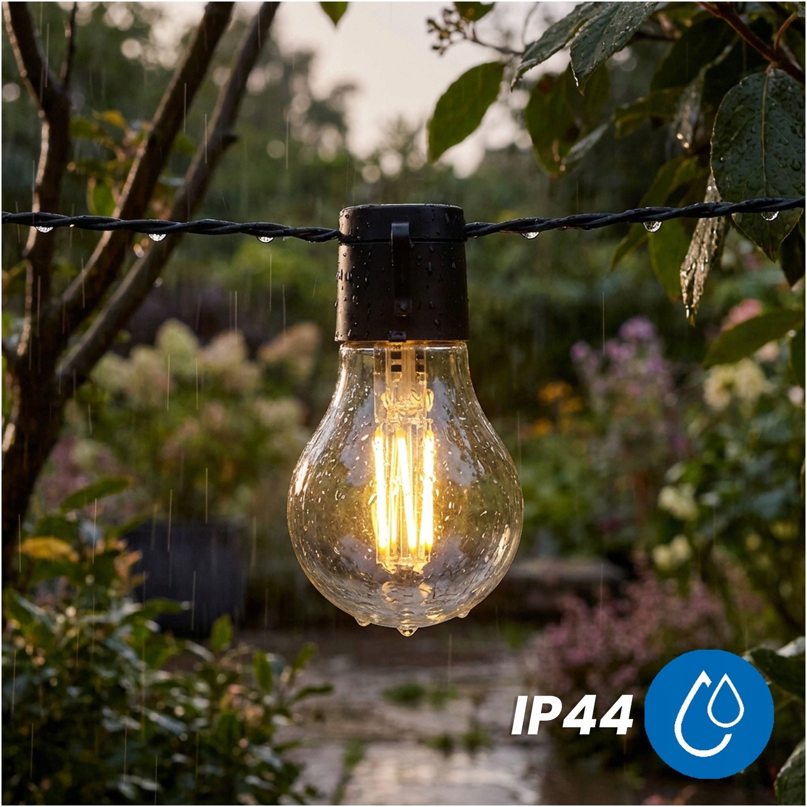 Solar Garden Garland 7,7m 20 LED Bulbs Retro Warm Outdoor Color Brightness 3452 lm