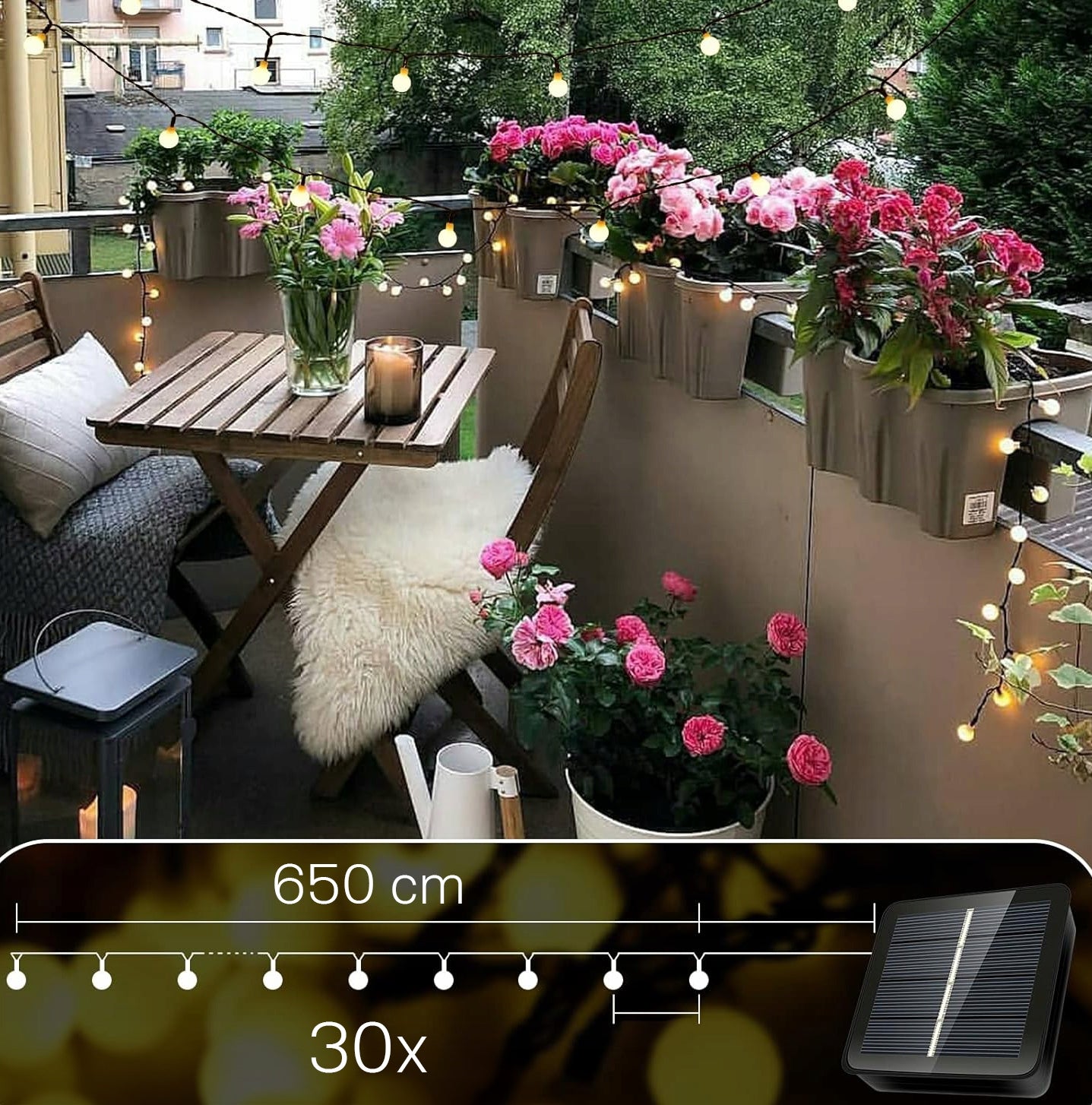 Solar Garden Garland Solar Lights 30x LED Bulb for Balcony 6M IP67 EAN (GTIN) 5903707777198