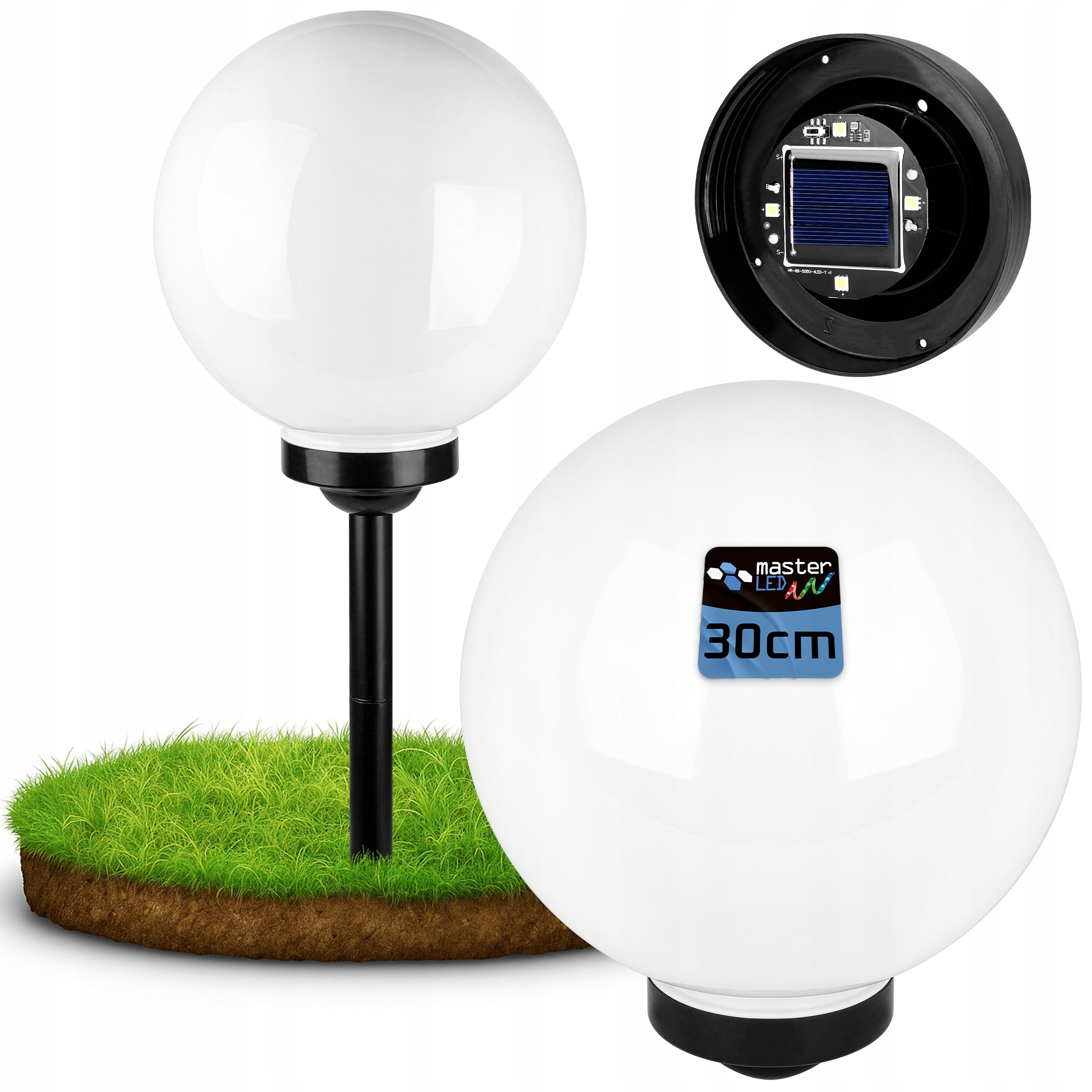 Solar Garden Lamp LED Ball 30cm Driven Ground White Milk
