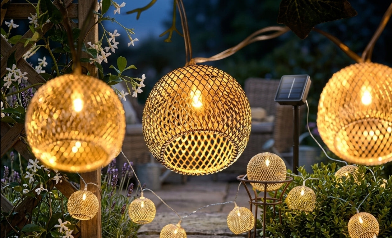 Solar Garden Lamp LED Garland Light Punched Decorative Ball 10 led Packaging status original