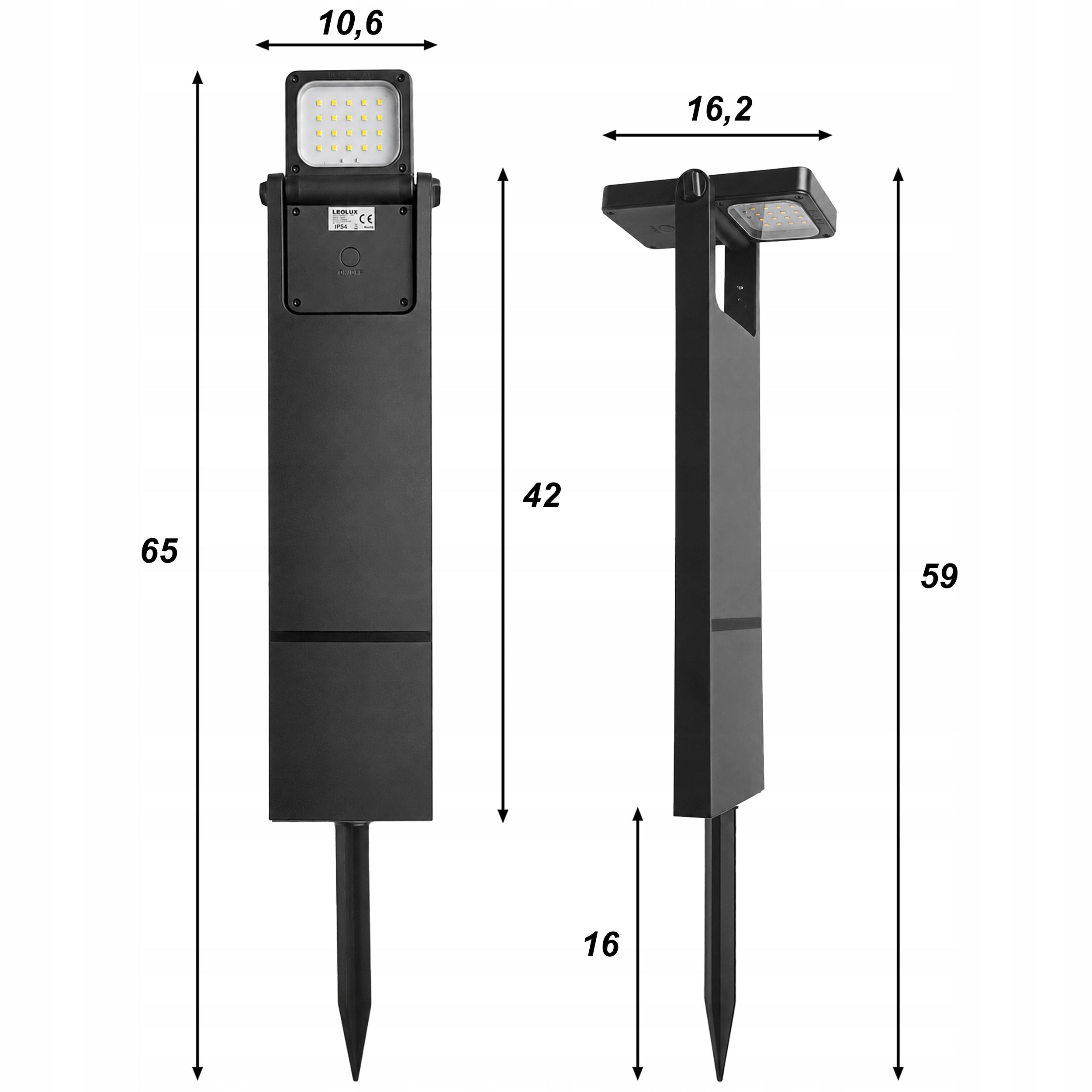 Solar Garden Lamp LED Punched Post Twilight Sensor 4000K Garden Manufacturer code Lampa Solarna LSOL-089