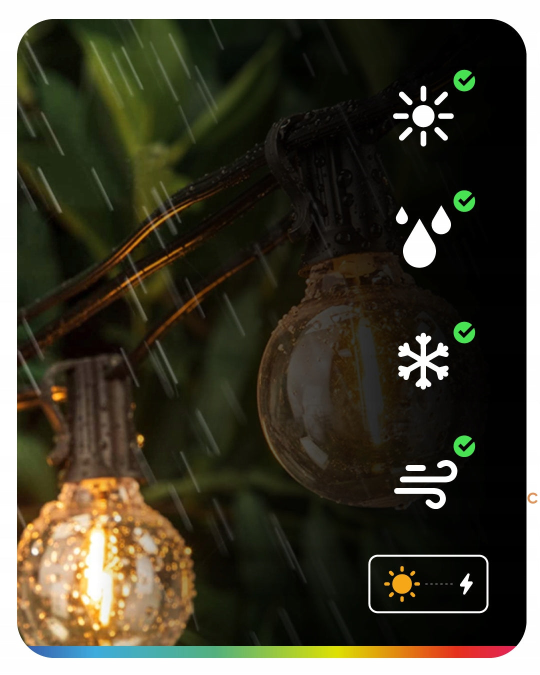 Solar Garden Light Garland 12m 30+1 LED Solar Light Bulbs Light color warm white