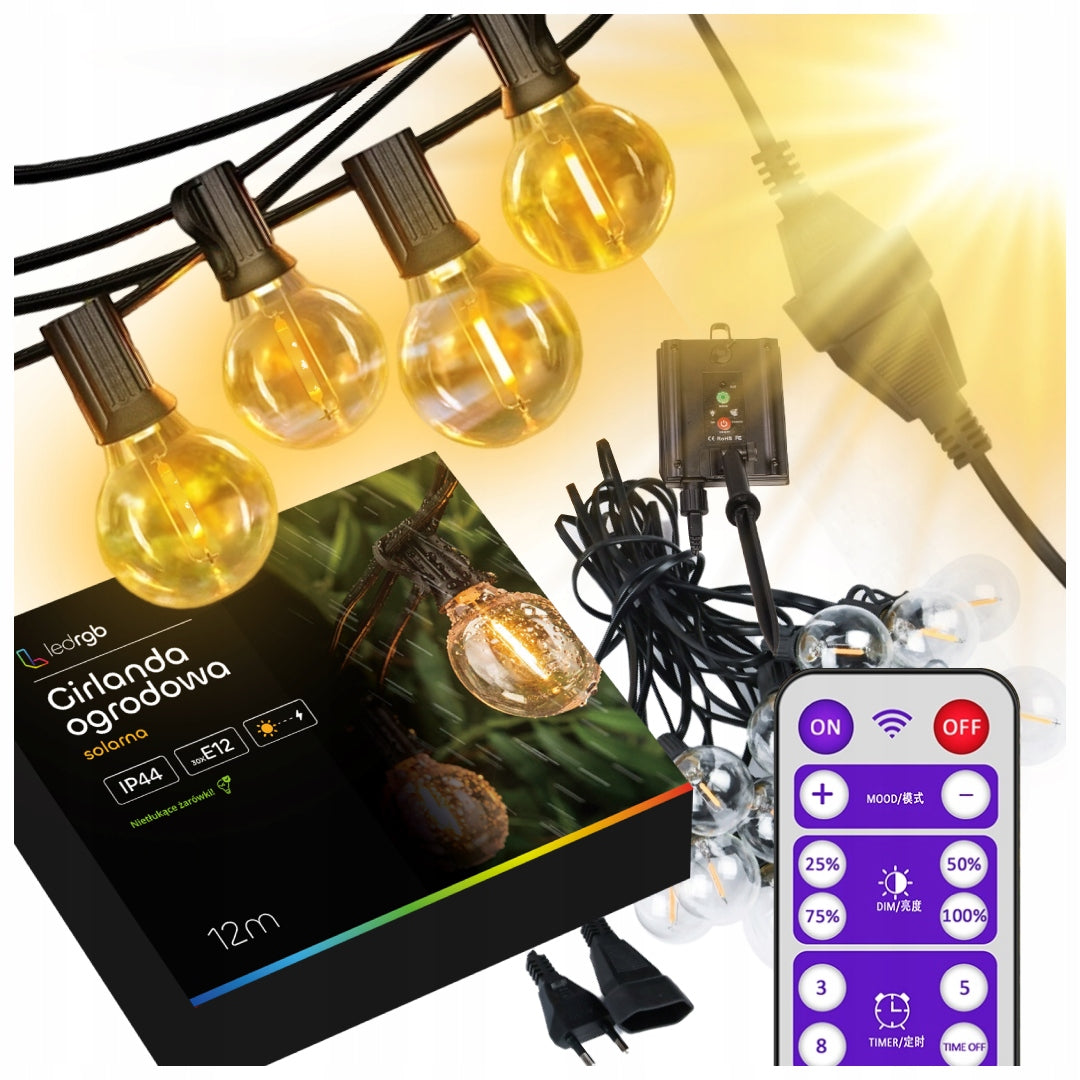 Solar Garden Light Garland 12m 30+1 LED Solar Light Bulbs