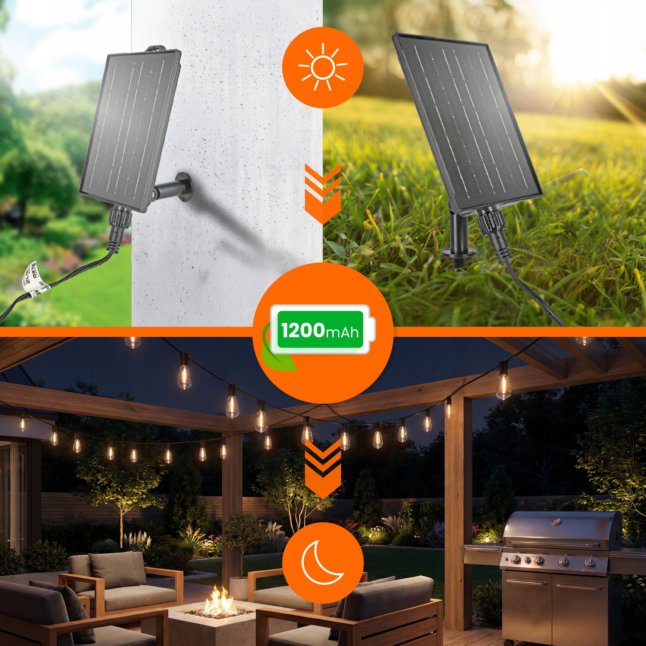 Solar Garland Garden LED Solar Lights 10m 10x Bulb E12 + Remote Control Power supply solar USB