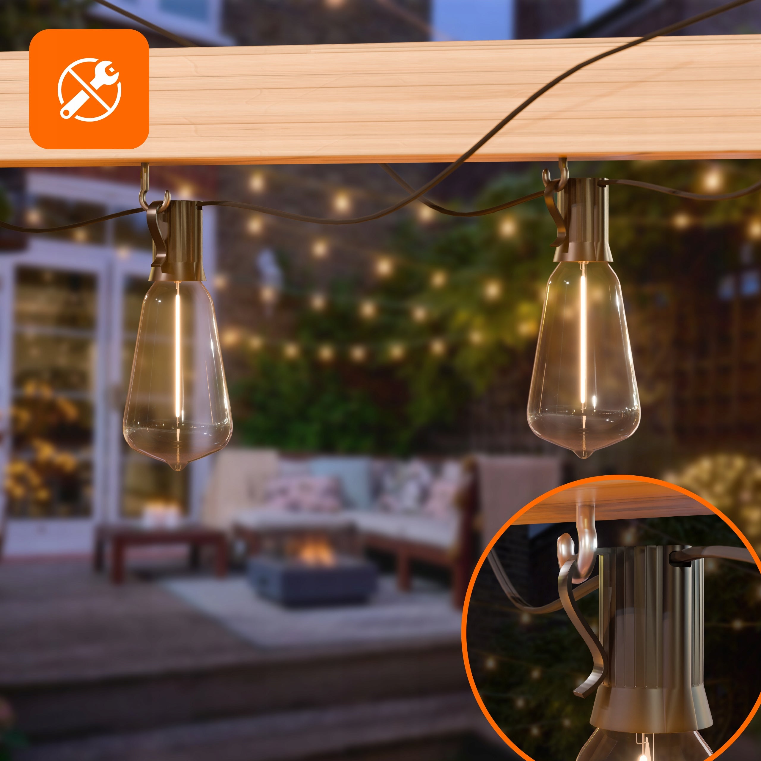 Solar Garland Garden LED Solar Lights 20m 30x Bulb E12 + Remote Control Globe diameter 3.5 cm