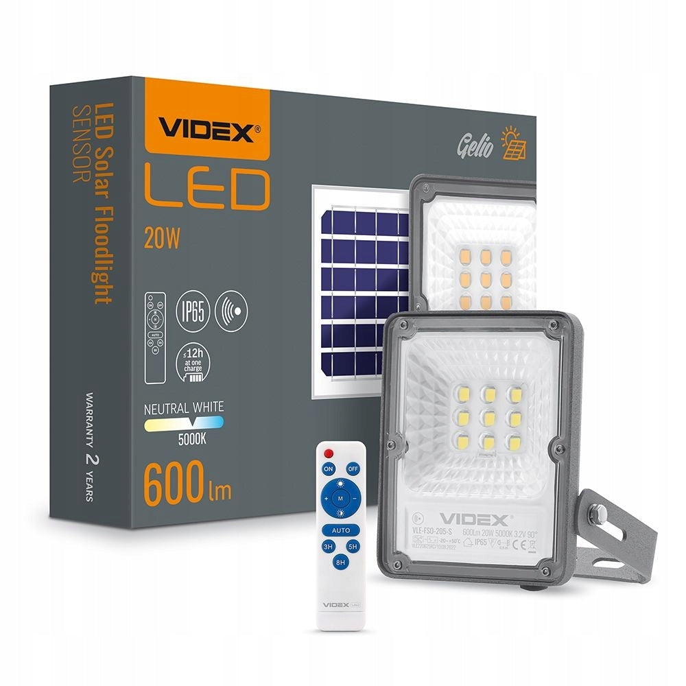 Solar LED Floodlight with Motion Sensor Remote Control Packaging status original