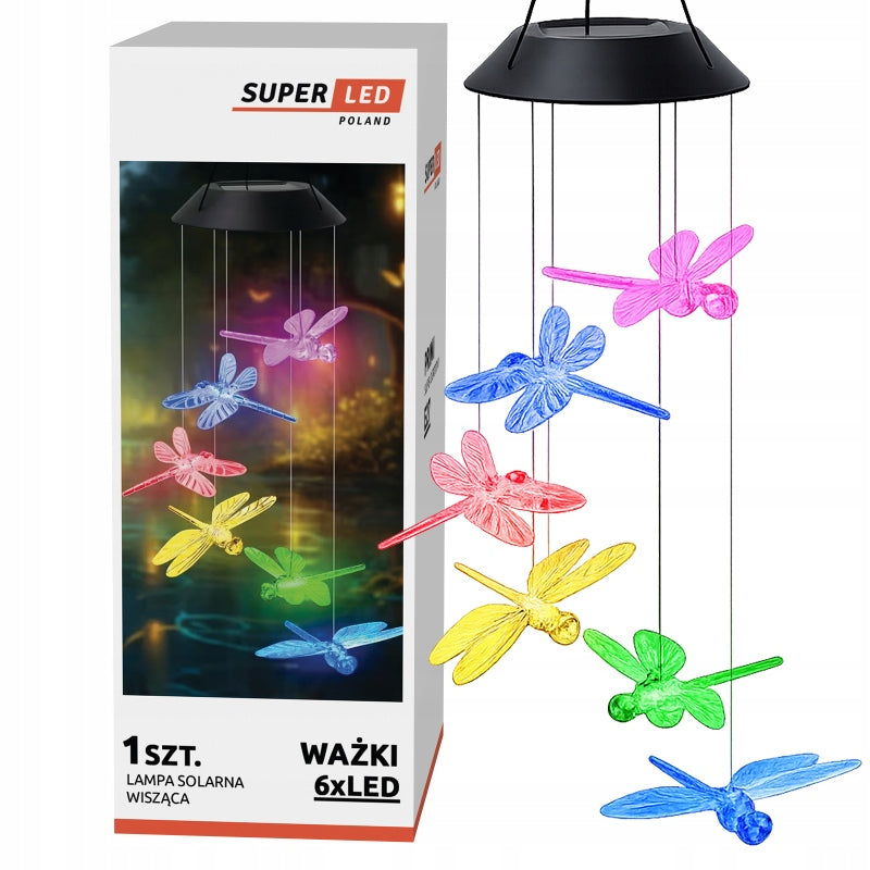 Solar LED Garden Hanging Dragonflies Colorful RGB Lights for Balcony