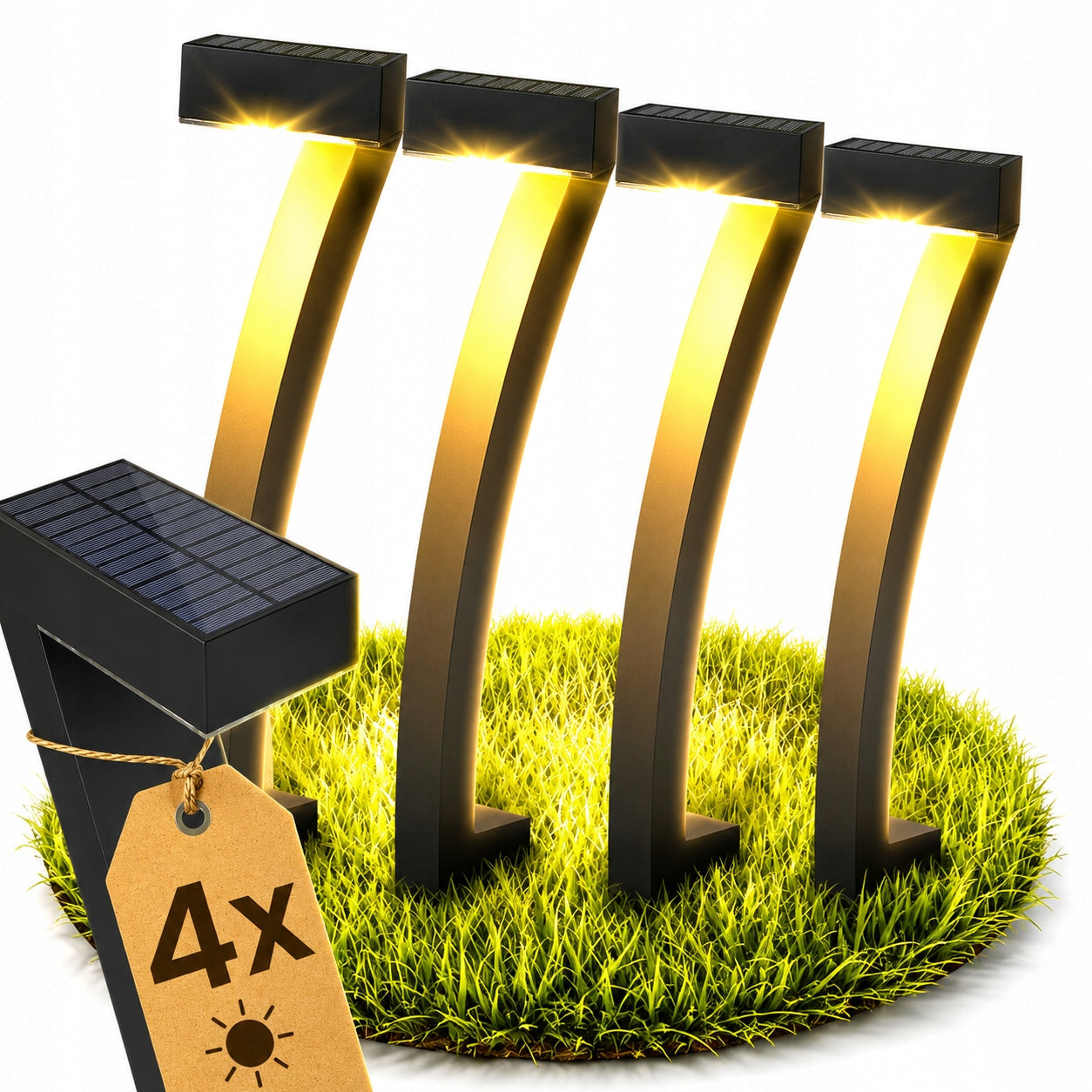 Solar Lamp 4pcs LED Garden Punched Post Twilight Sensor 3000K