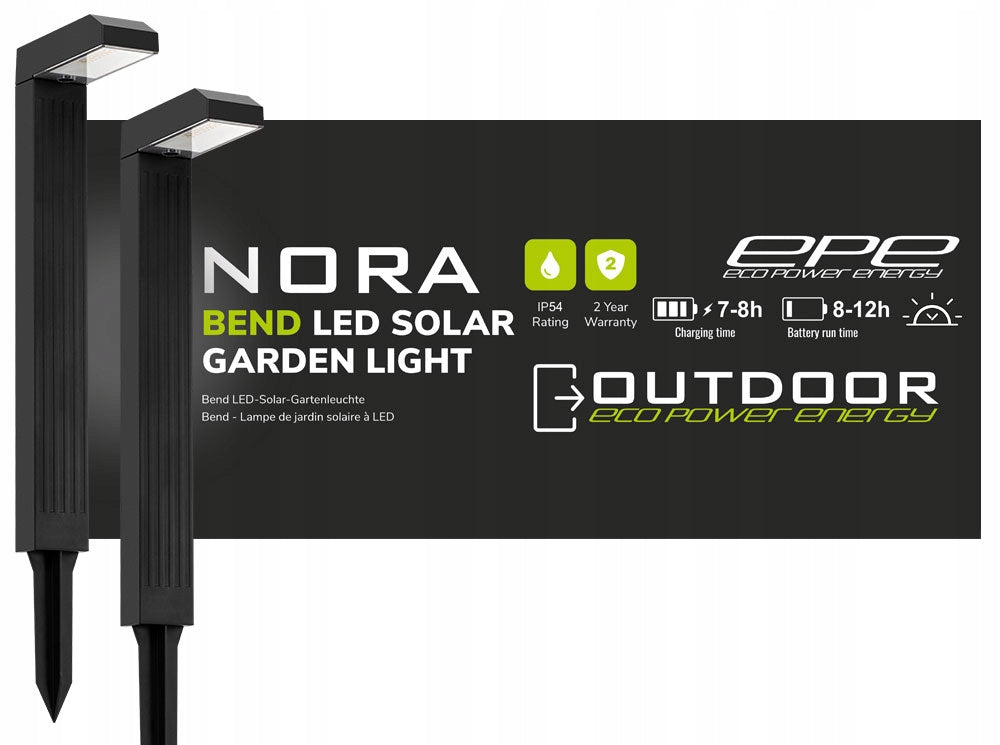 Solar Lamp Headlight Twilight Sensor Post Driven Garden NORA 2 Pcs