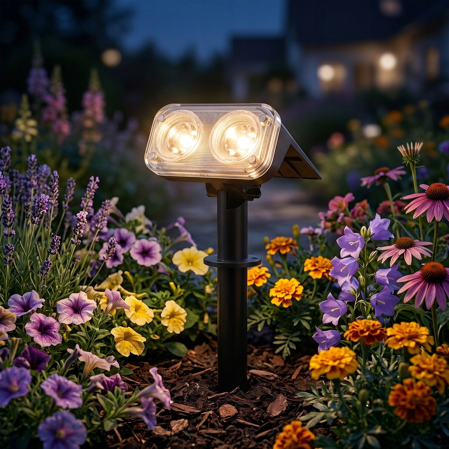 Solar Lamp LED Garden Headlight Wall Sconce 2in1 Twilight Sensor Packaging status original