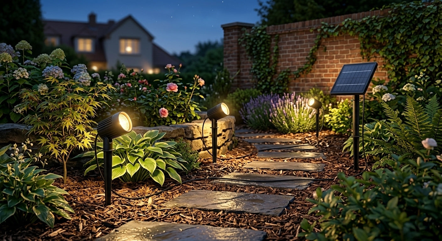 Solar Light for Garden 4x LED Headlight with Sensor Waterproof Color black
