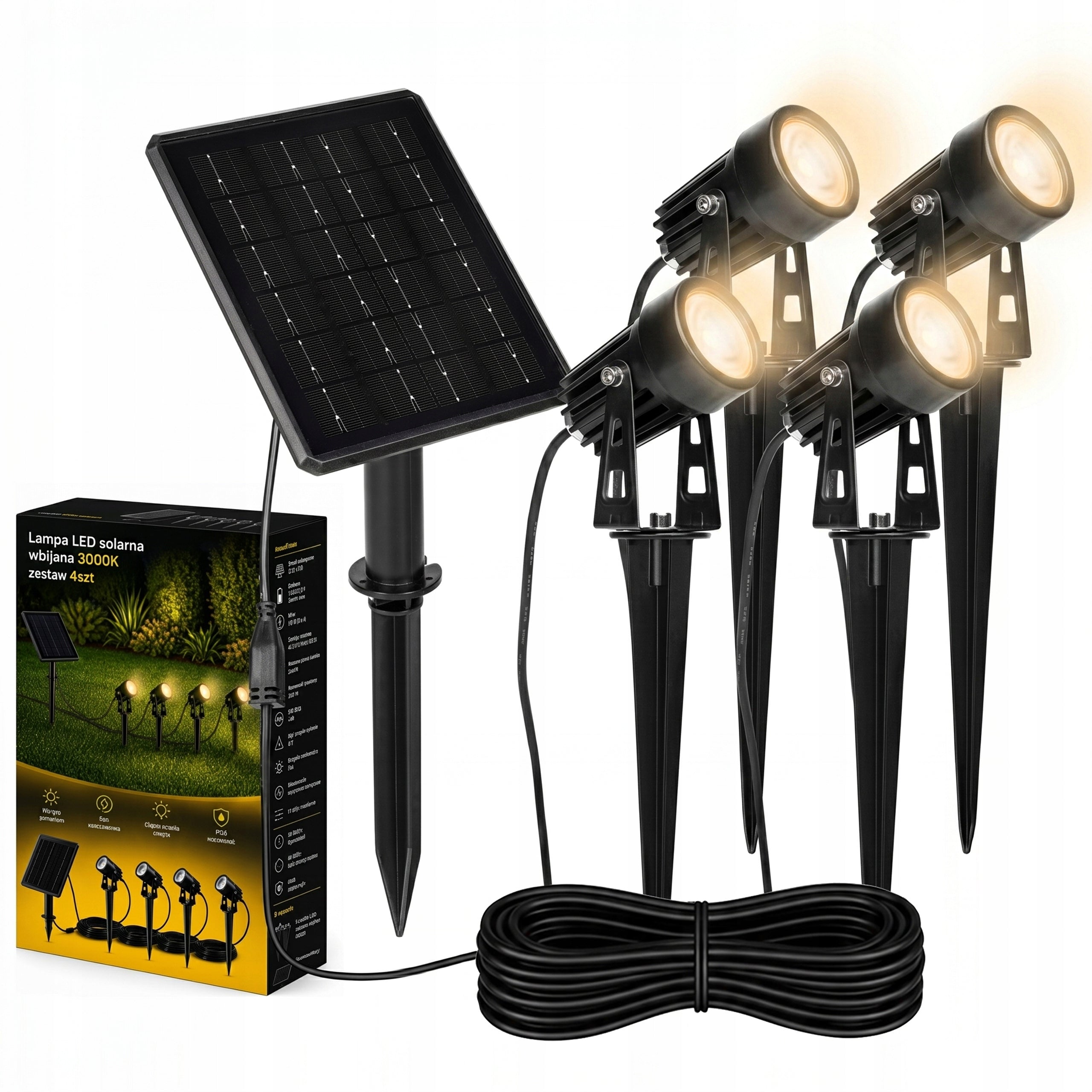 Solar Light for Garden 4x LED Headlight with Sensor Waterproof