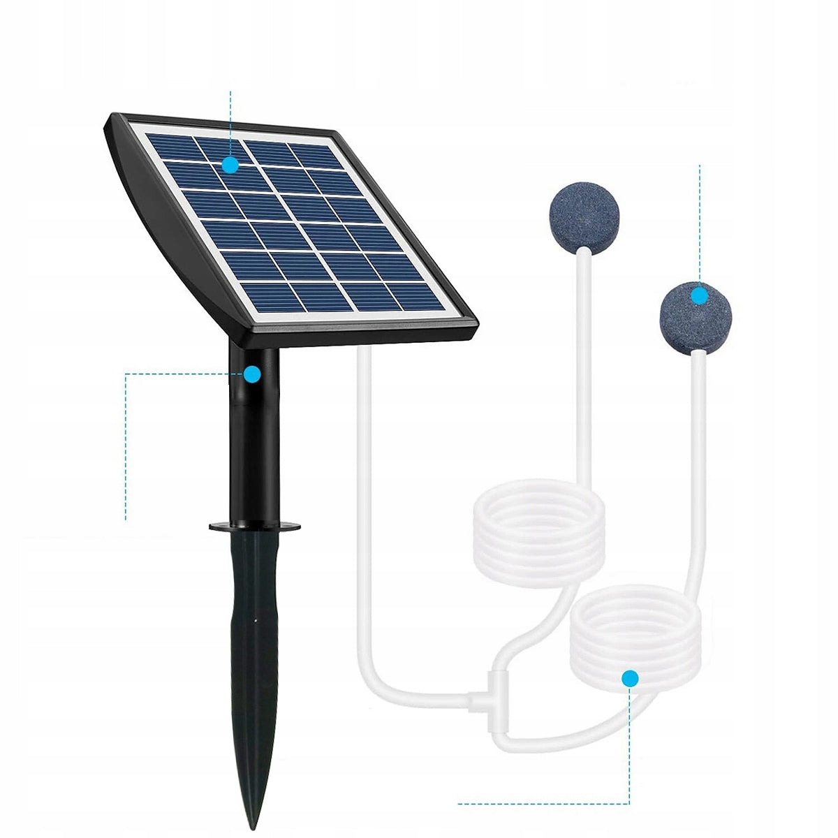 Solar Oxygen Pump Portable Pond Aerator 2W 2200mAh Power 2 W