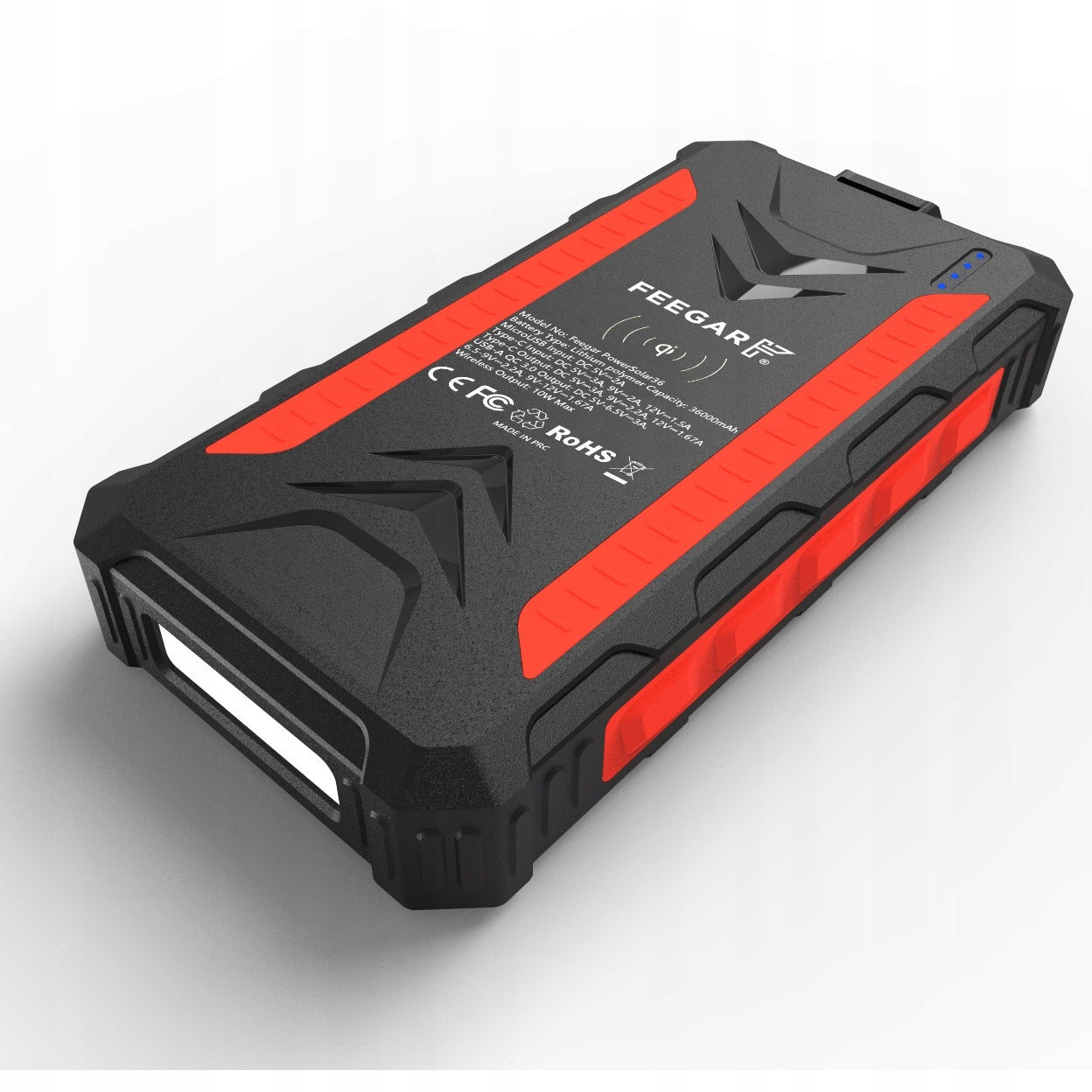Solar Power Bank Feegar 36000mah 20W 4x USB-C PD QC3 Induction Charging Manufacturer code FEE-02000