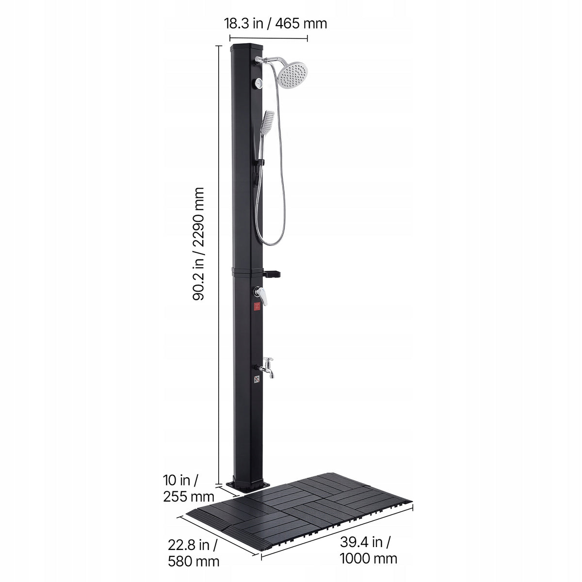 Solar Shower 40L Garden Shower With Temperature And Flow Control Manufacturer code TYNLYQHSPVCL2D