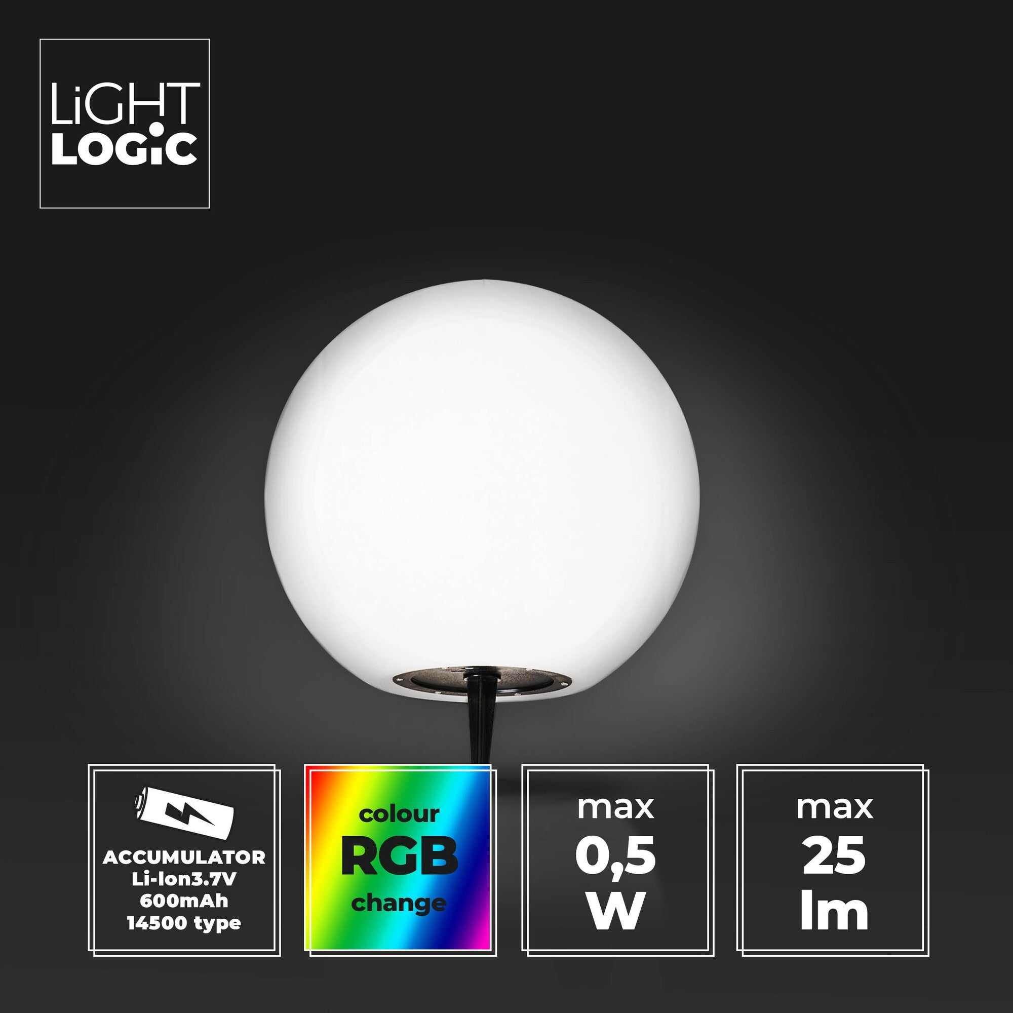 Solar garden lamp LED LL FRAULI RGB 20cm hammered sensor dusk IP65 Brand LightLogic