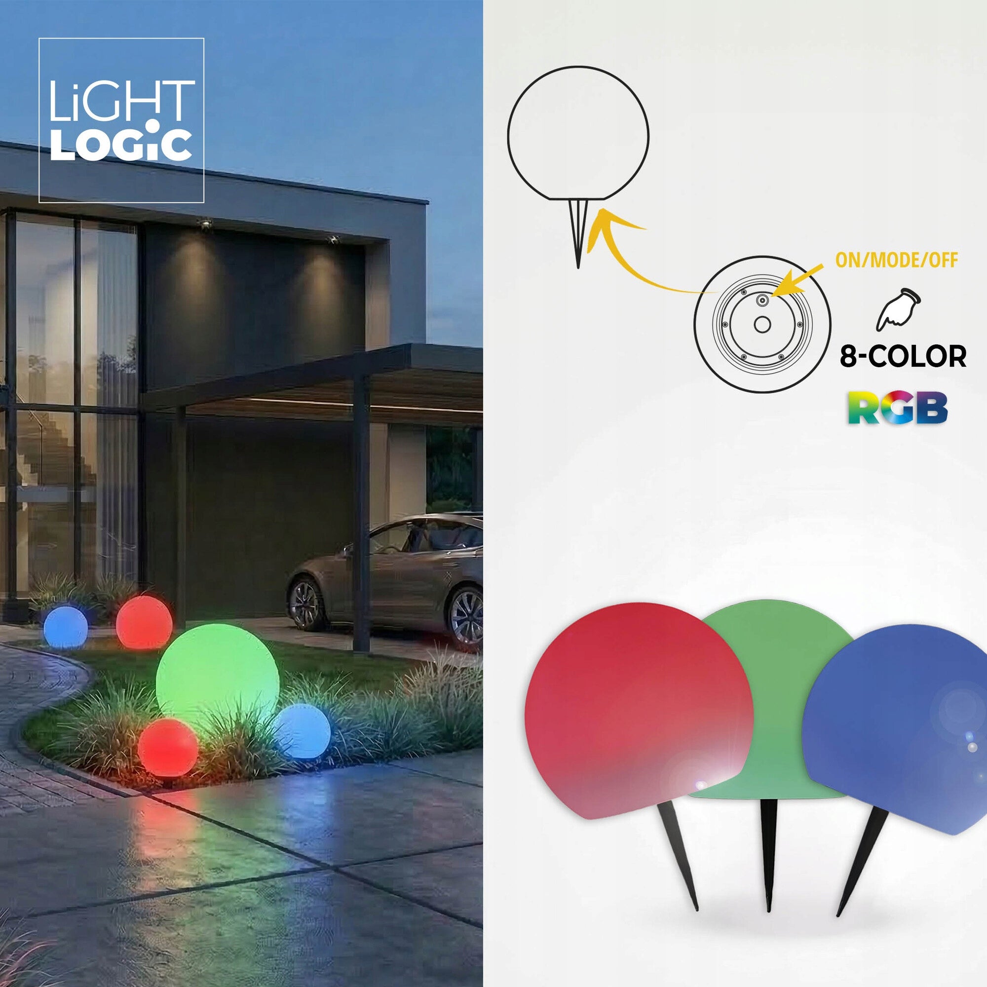 Solar garden lamp LED LL FRAULI RGB 20cm hammered sensor dusk IP65 Diameter/width 20 cm