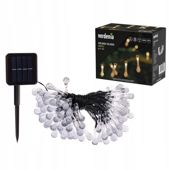 Solar garland DROPS 100 LED lights 3000K 6H for terrace Galicia