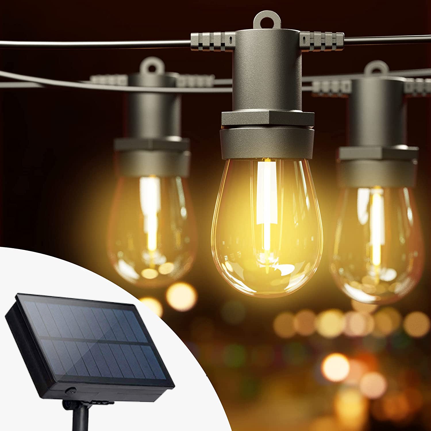 Solar garland LED garden 15m + 15x E27 LED filament Chain SuperLED Brand SuperLED