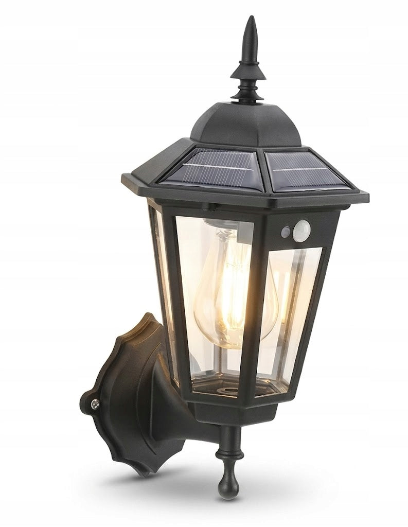 Solar lamp retro LED wall lamp with motion sensor BLACK Manufacturer code kat01218