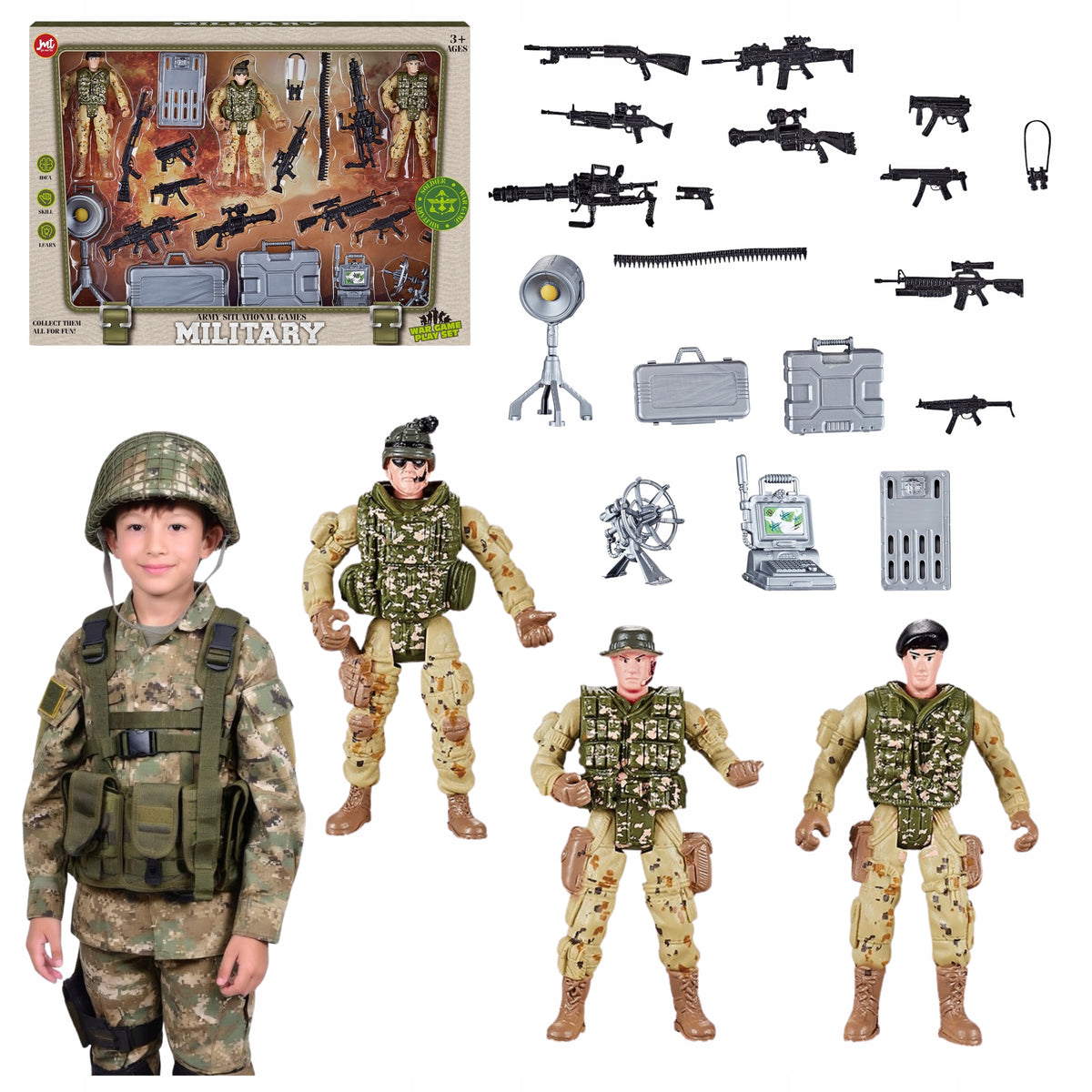 Soldiers figurines military set 18 el weapon accessories army 3+ Packaging status original