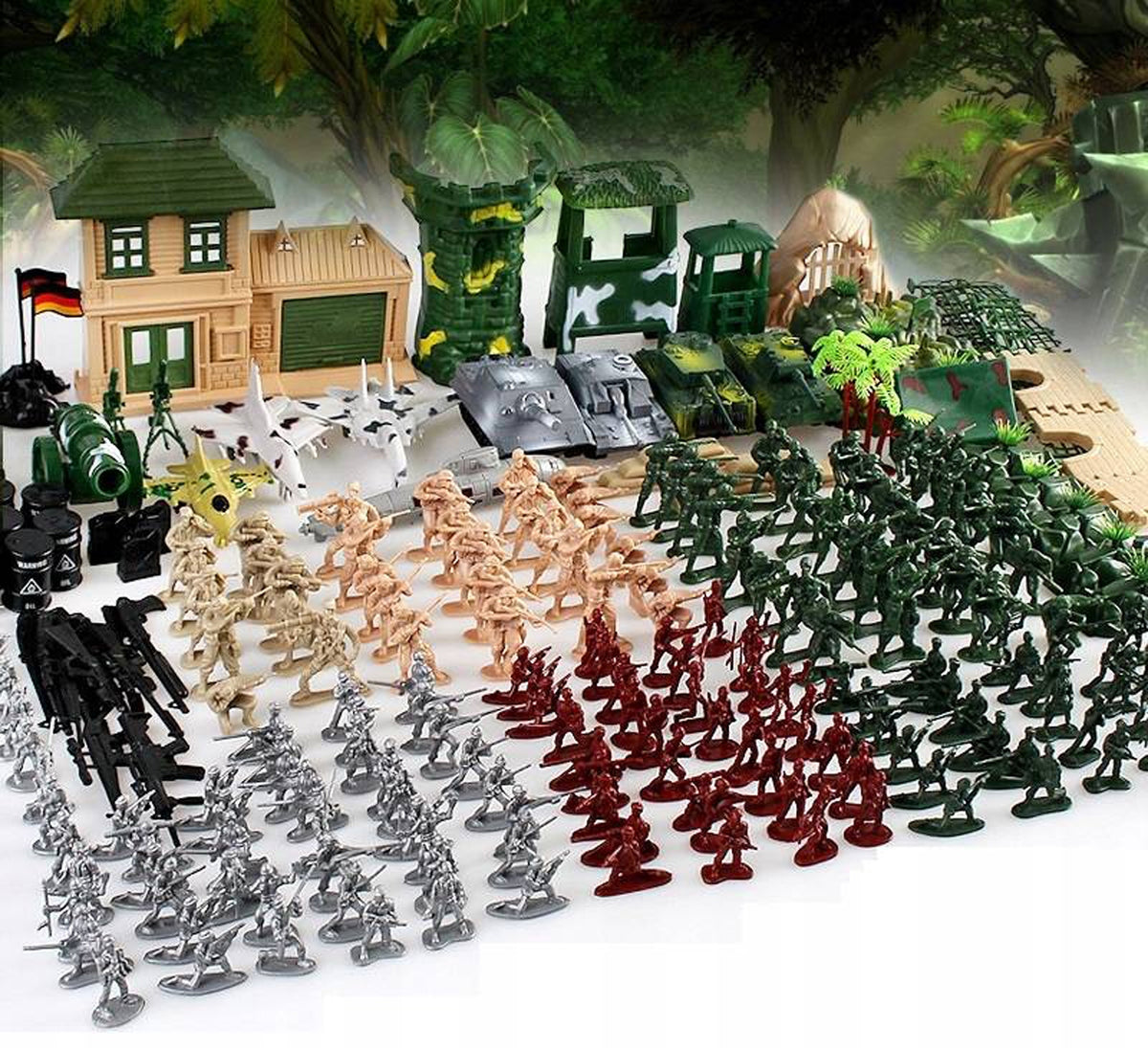 Soldiers plastic set of 300 elements figurines military base army Brand no brand