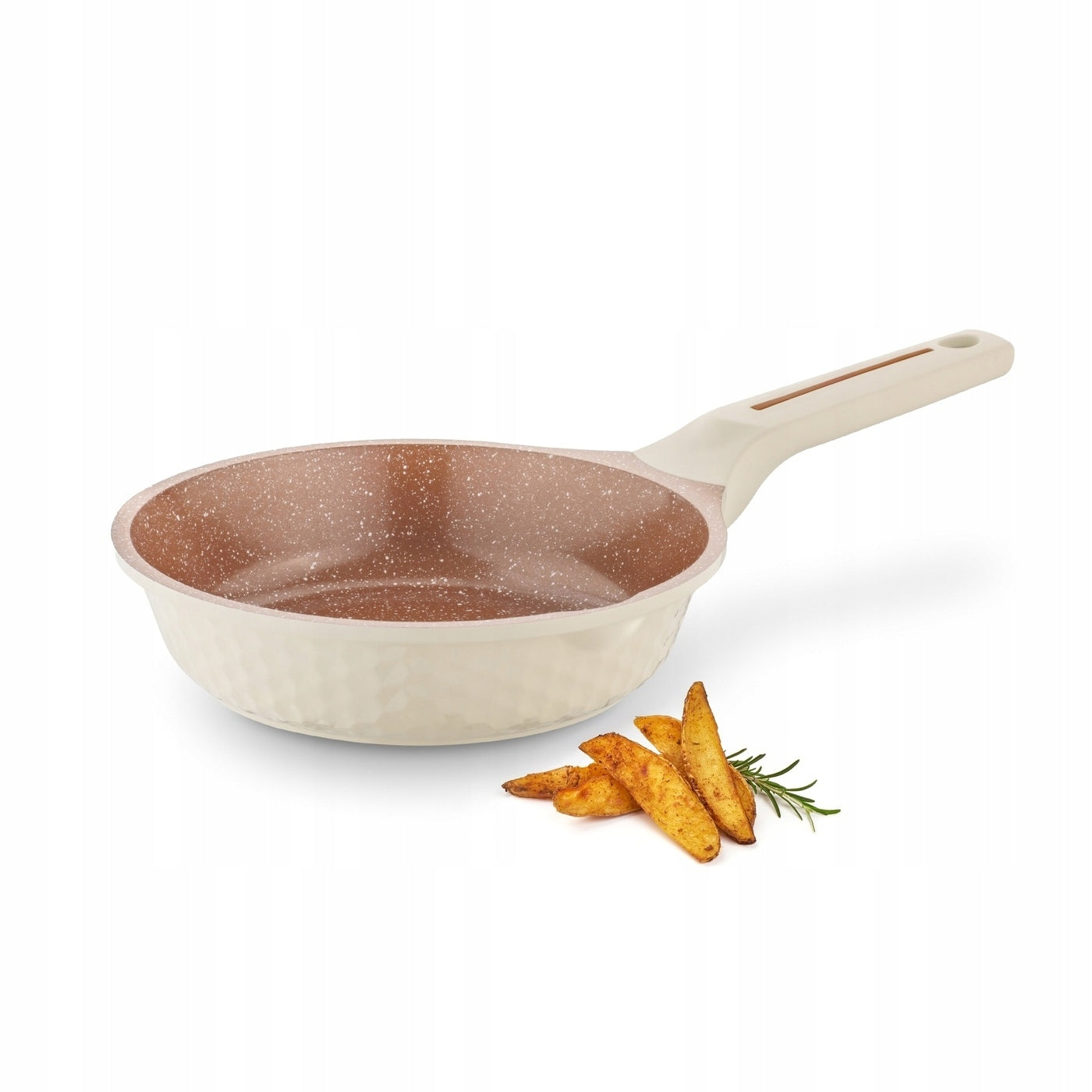 Solid PAN INDUCTION NONSTICK frying pan SMALL 20cm Texture Cream