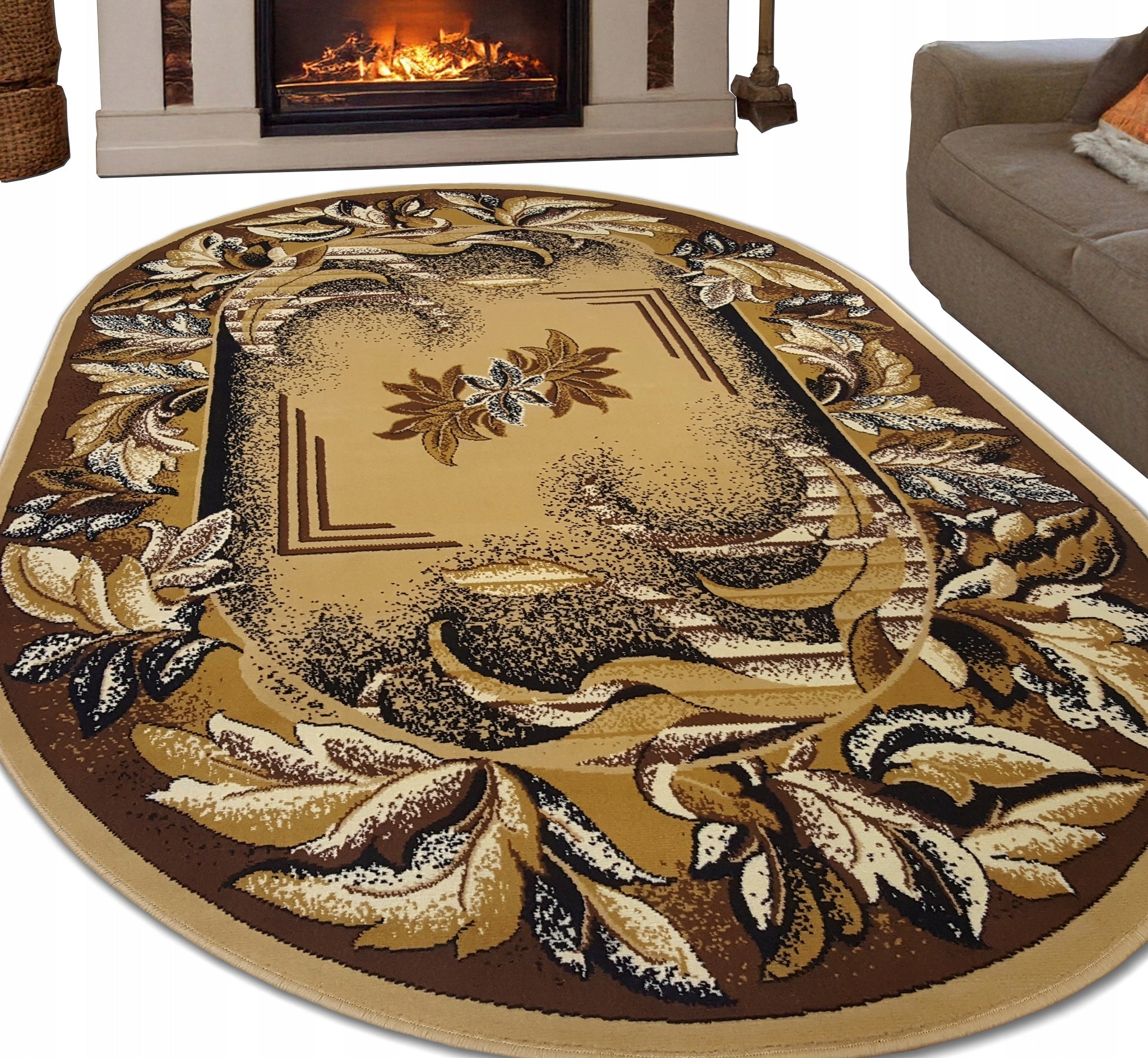 Solid Woven Carpet with Hair Oval BCF Alfa 150x210 OVAL Carpets