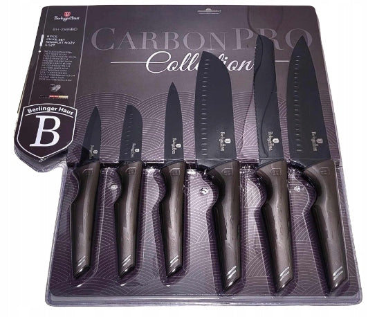 Solid modern kitchen knives Berlinger Haus Carbon Pro series 6 pieces Manufacturer code 5999108472800