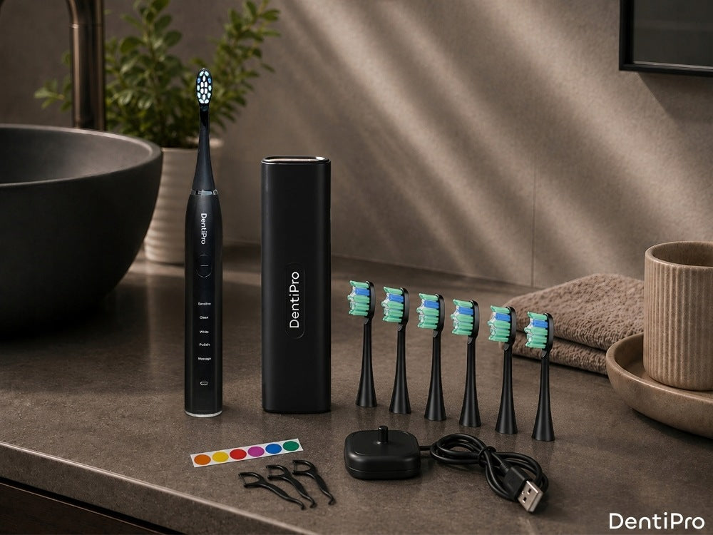 Sonic Electric Toothbrush Set Pouch + 6 Tips INDUCTION Packaging status original