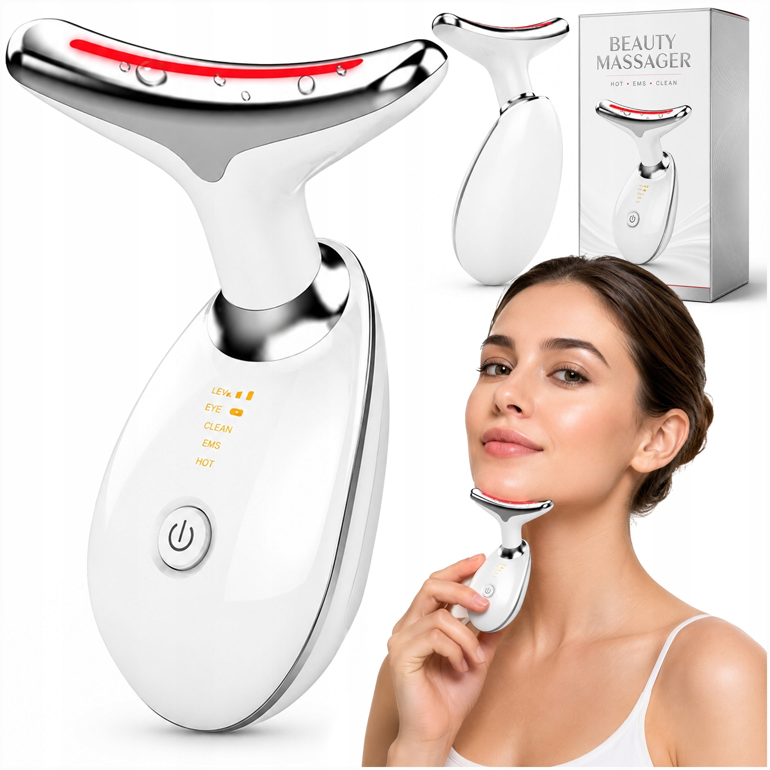 Sonic Neck Face Lifting Massager for Firming EMS Vibration Packaging status original