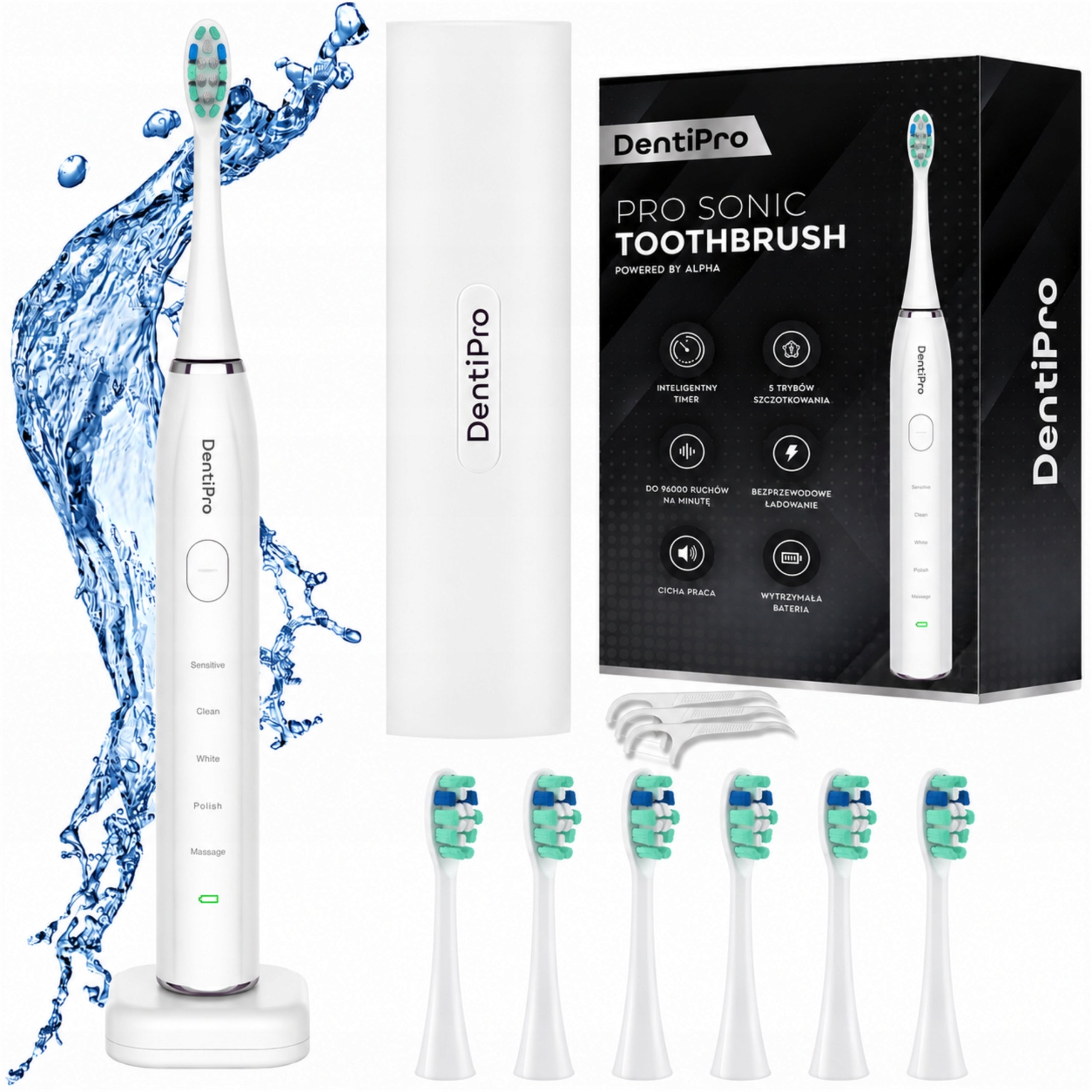 Sonic Toothbrush - Set of Case 6 Tips Electric Induction