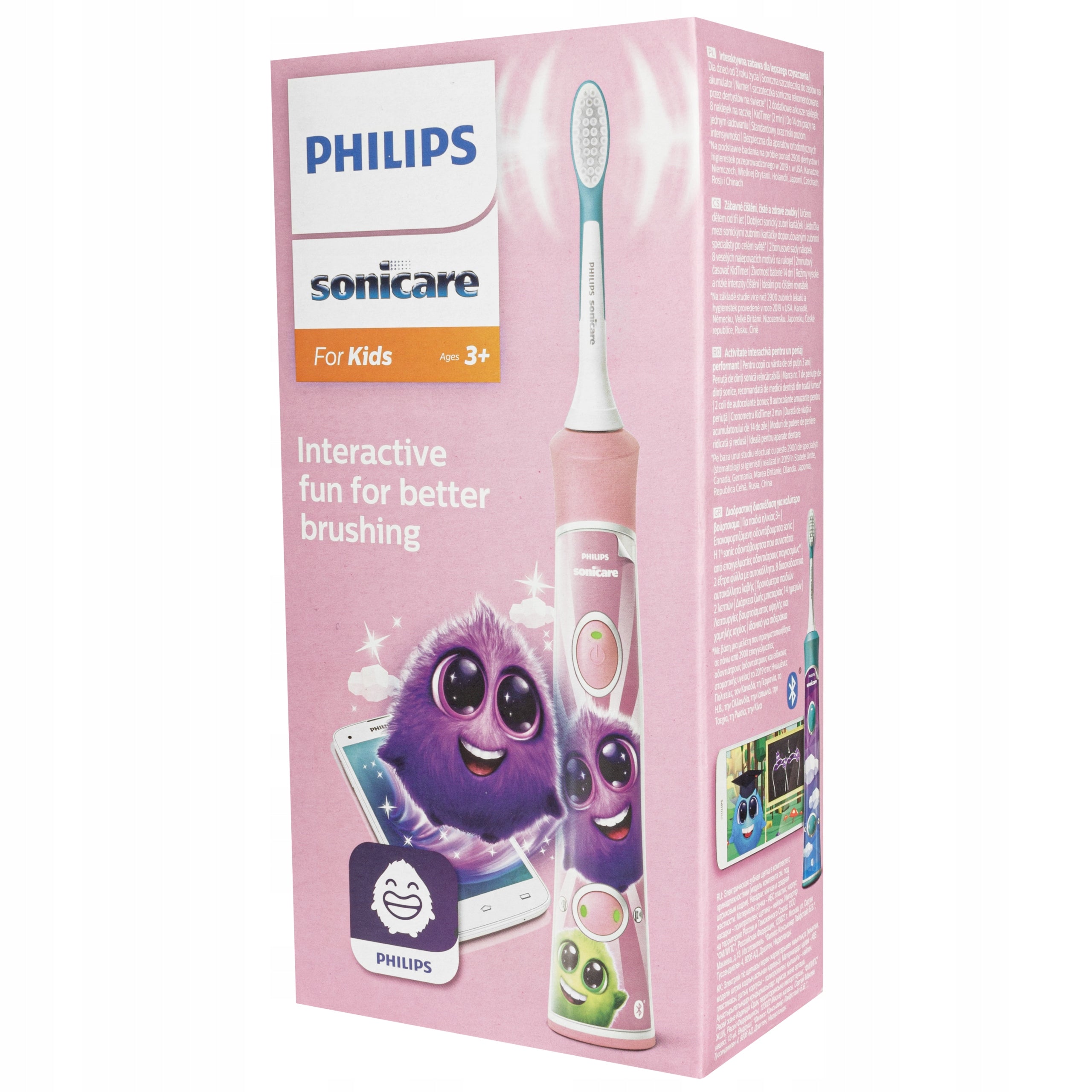 Sonic electric toothbrush Philips HX6352/42 Kids pink with Bluetooth and timer