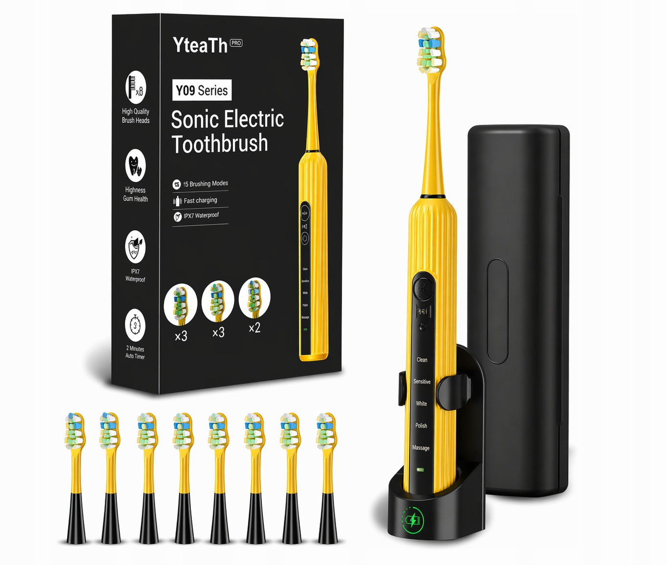 Sonic toothbrush YteaTh Y09 5 modes 8 tips YLW