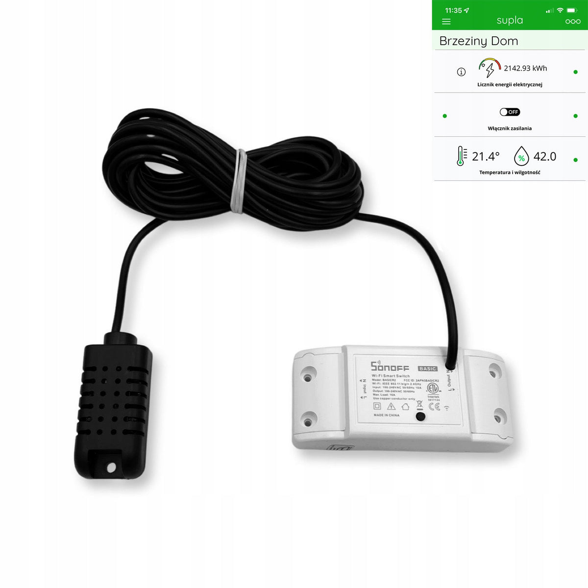 Sonoff with temperature and humidity sensor AM2301 2m, thermostat