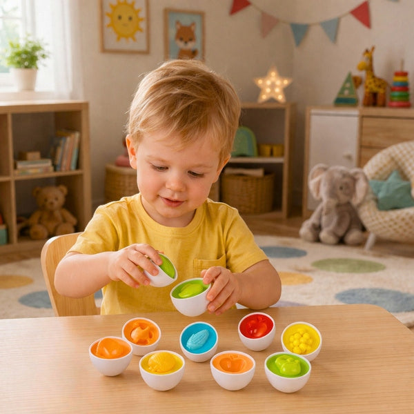 Sorter Educational Eggs Matching Shapes Fruit Colorful 12 pcs. Manufacturer code 5907990201644 zabawka edukacujna sorter