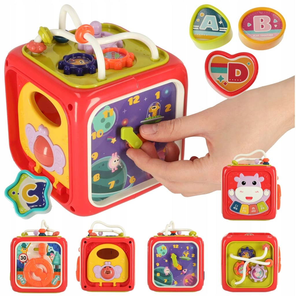 Sorter puzzle sensory cube Montessori educational blocks 6in1