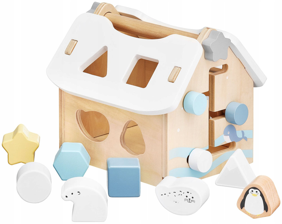 Sorter - wooden educational house with blocks - Mamabrum