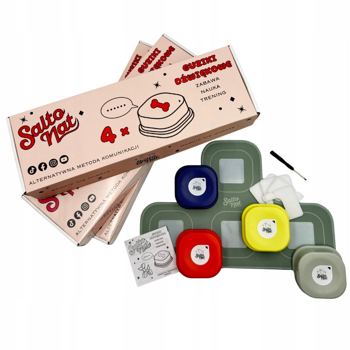 Sound Dog Buttons - Set of 4 Dog Buttons with Mat