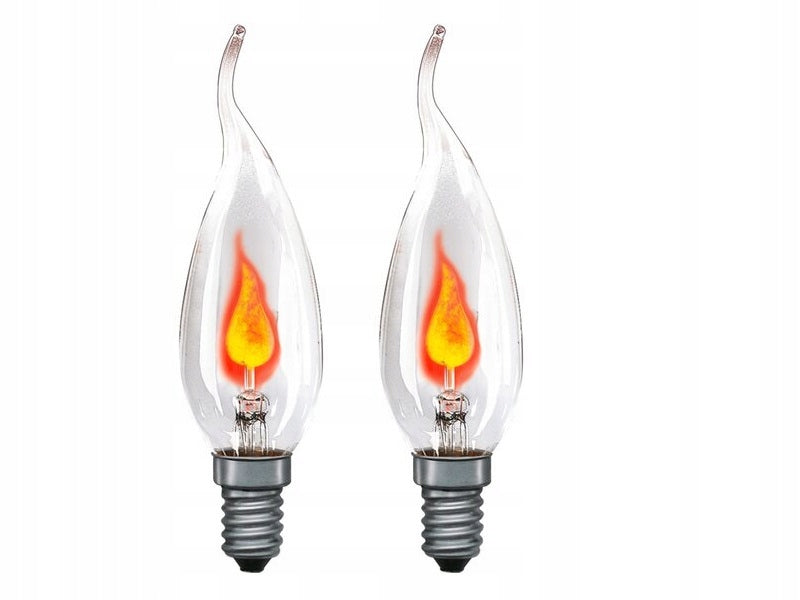Spare E14 bulbs for nativity scene – flashing flame 220V, 2 pieces 17x70mm