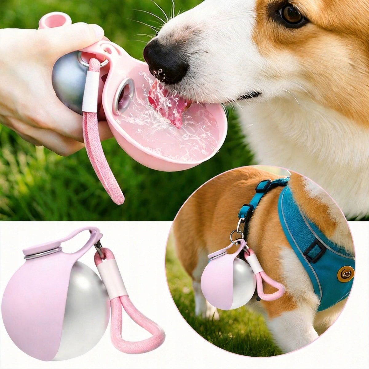 Spherical bottle for dog with bowl – 285ml, sealed, for expeditions Manufacturer code 4048535794687
