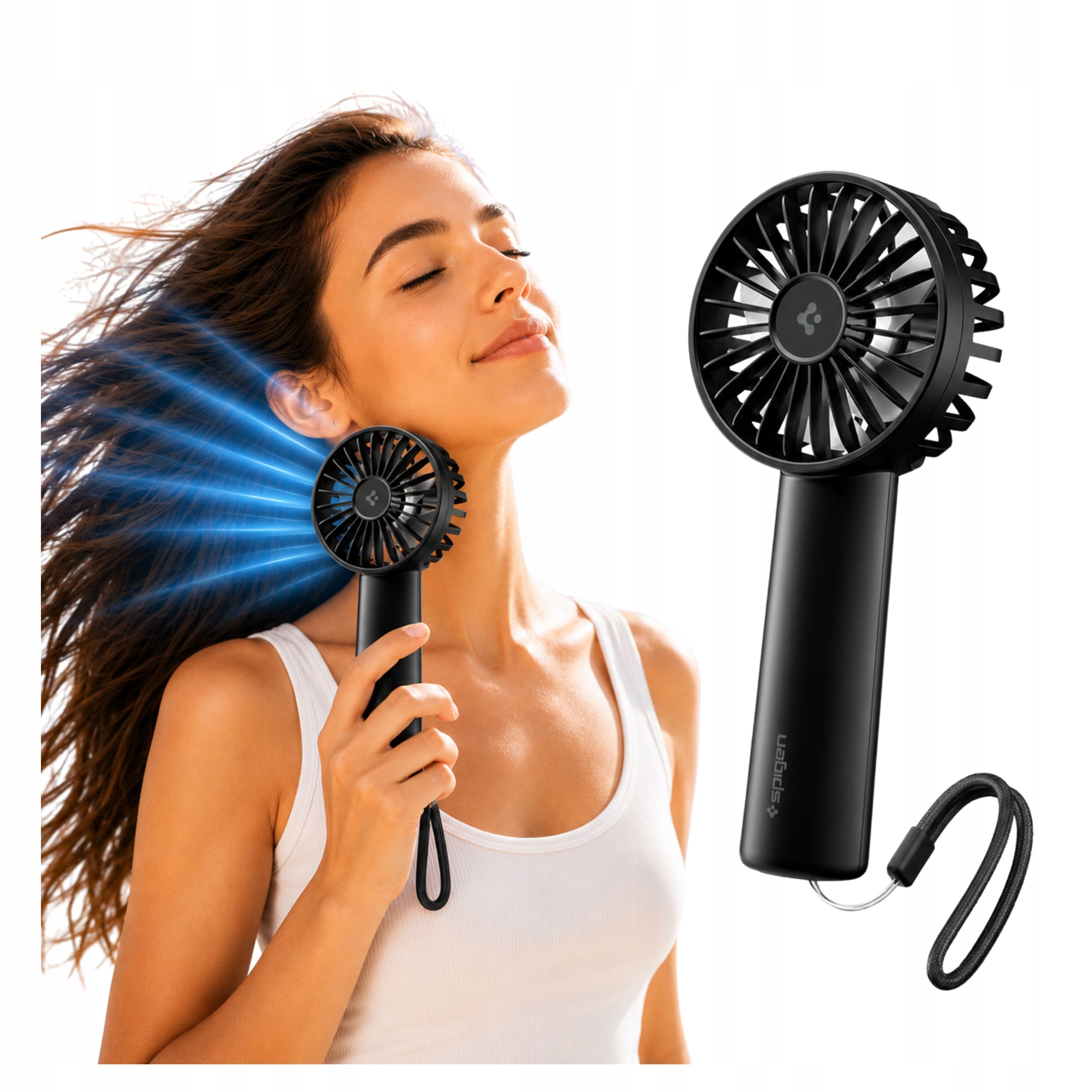 Spigen A905 Mini Handheld Windmill, Universal Quiet Powerful Fan